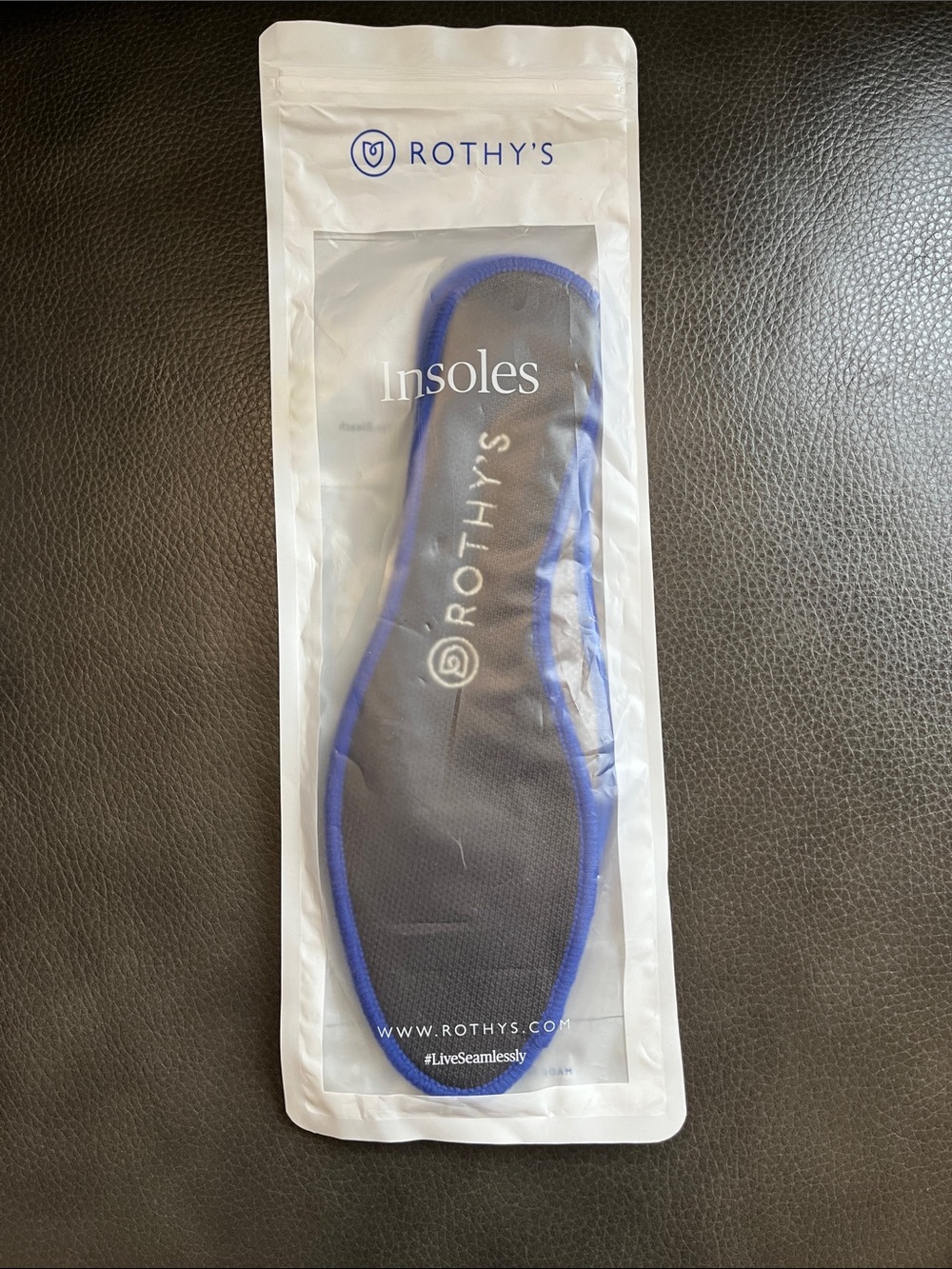 Rothy's The Flat Black Insoles with Blue Trim size 8 NWT